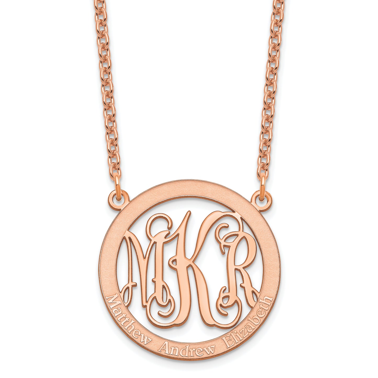 Sterling Silver Rose Gold plated Small Family Monogram Necklace