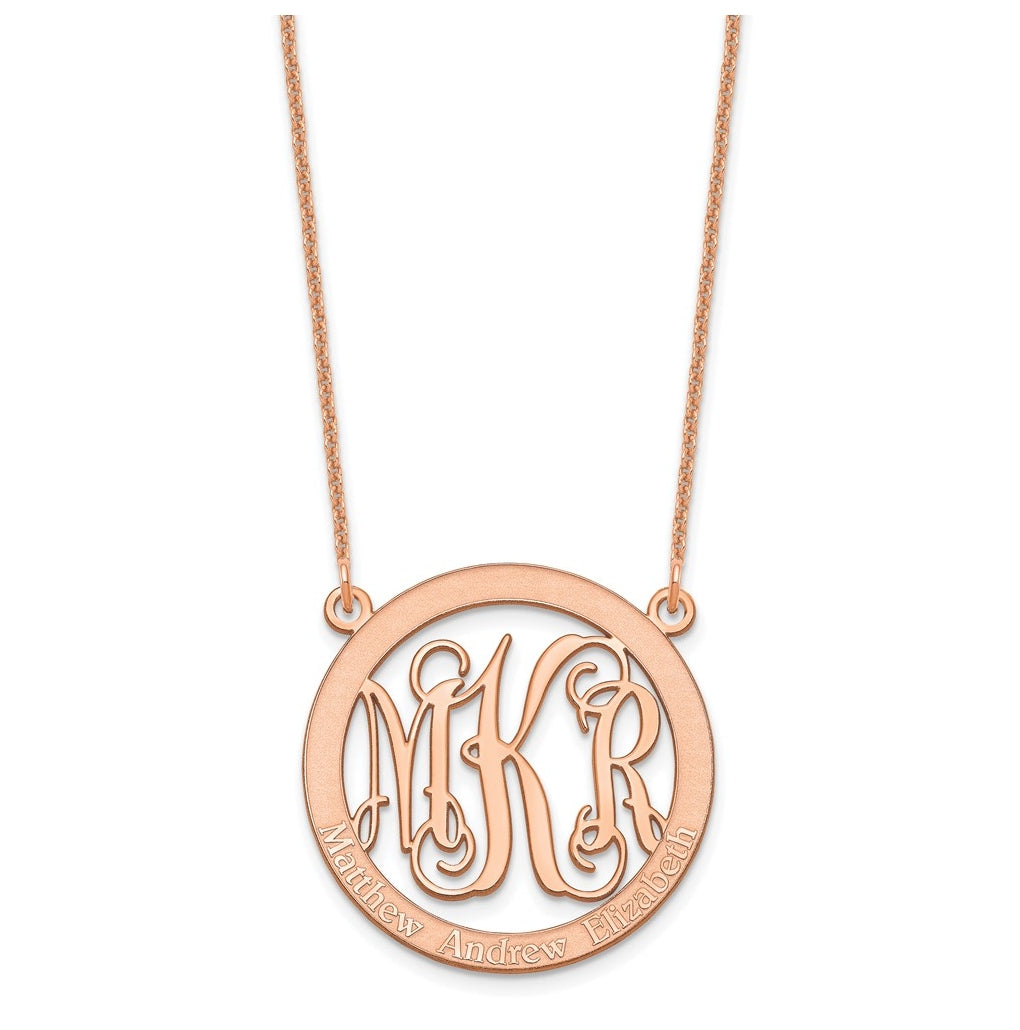 14K Yellow Or White Or Rose Gold Small Family Monogram Necklace – Elegant Jewelry Gift for Birthday, Anniversary, Engagement, Wedding
