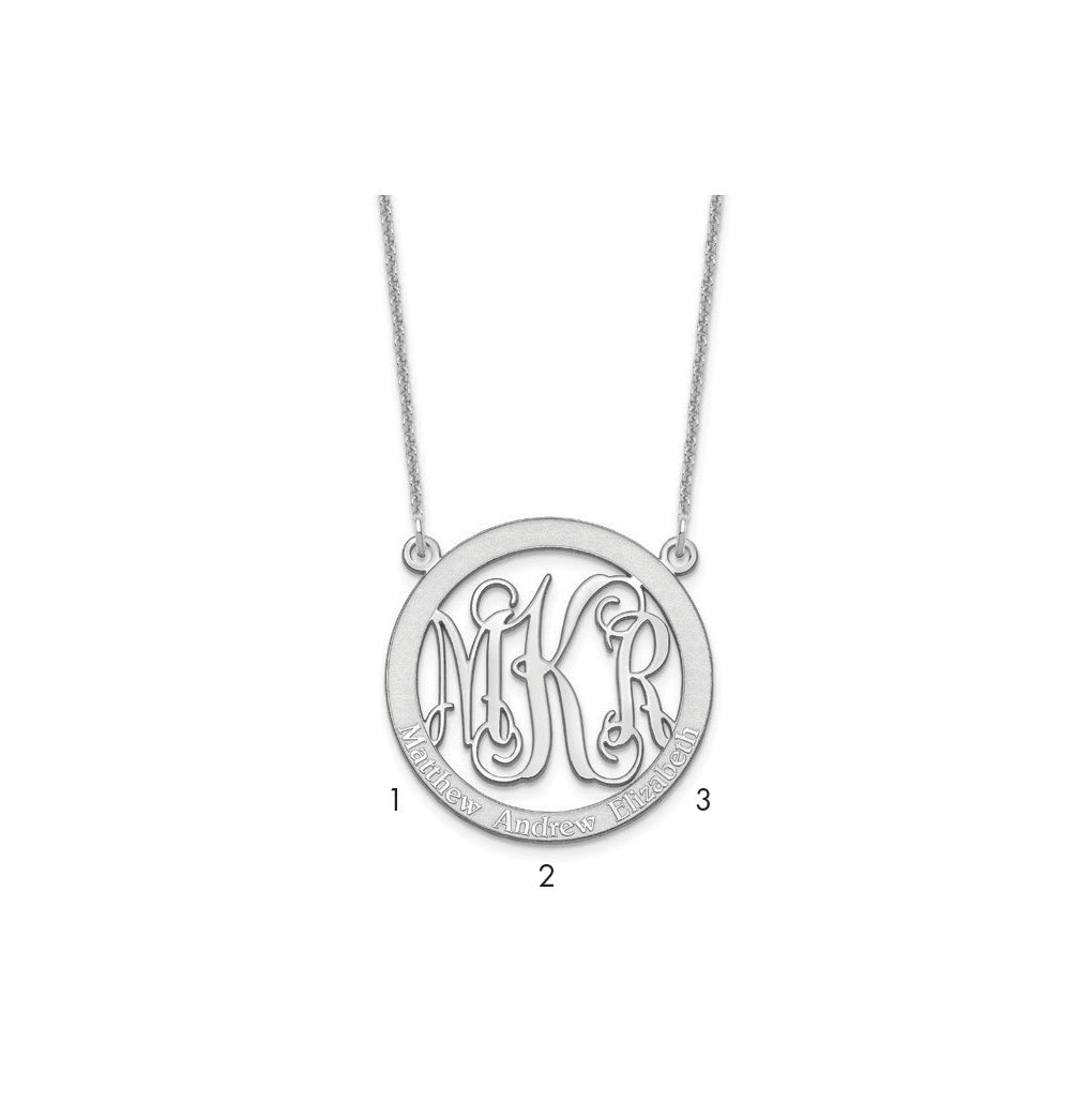 14K Yellow Or White Or Rose Gold Small Family Monogram Necklace – Elegant Jewelry Gift for Birthday, Anniversary, Engagement, Wedding