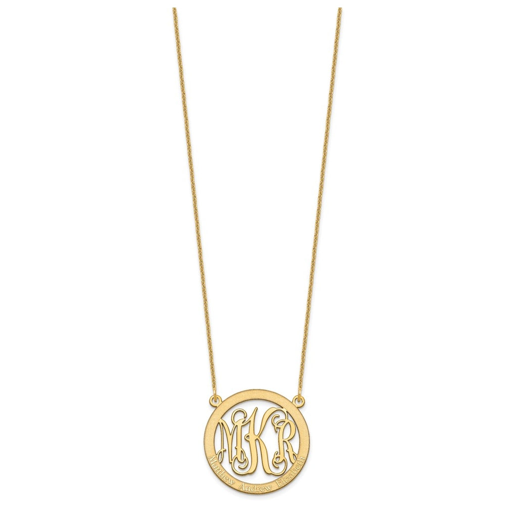 14K Yellow Or White Or Rose Gold Small Family Monogram Necklace – Elegant Jewelry Gift for Birthday, Anniversary, Engagement, Wedding