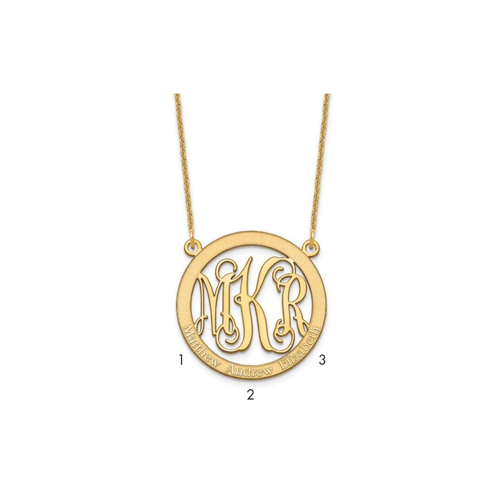 14K Yellow Or White Or Rose Gold Small Family Monogram Necklace – Elegant Jewelry Gift for Birthday, Anniversary, Engagement, Wedding