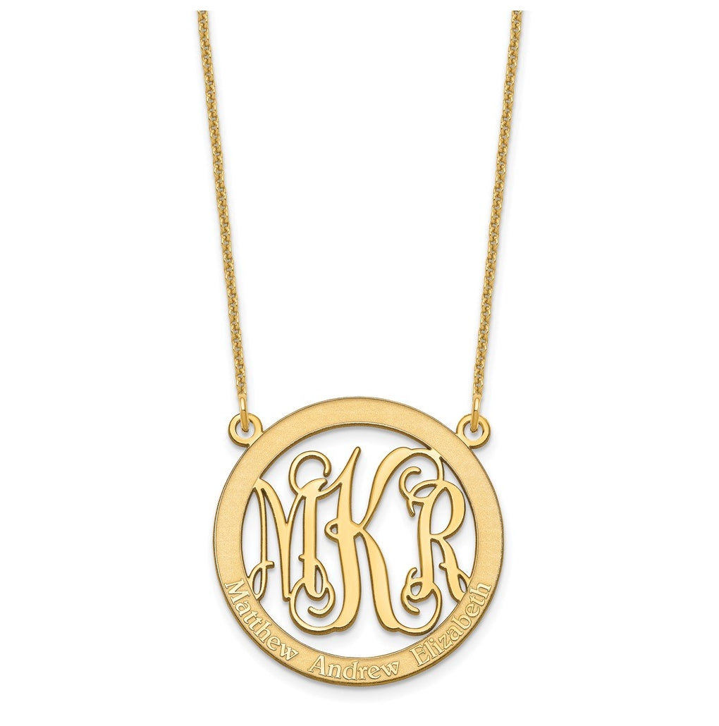 14K Yellow Or White Or Rose Gold Small Family Monogram Necklace – Elegant Jewelry Gift for Birthday, Anniversary, Engagement, Wedding
