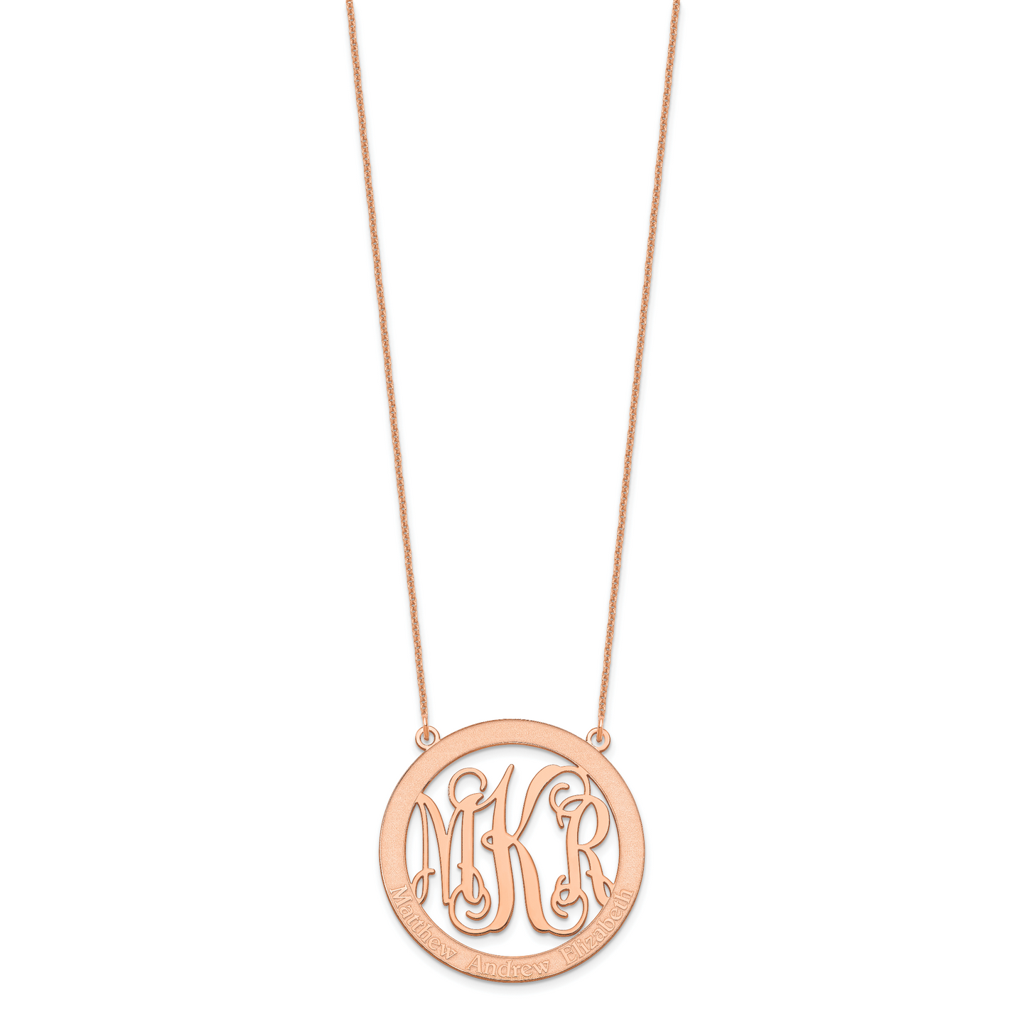 14K Rose Gold Large Family Monogram Necklace