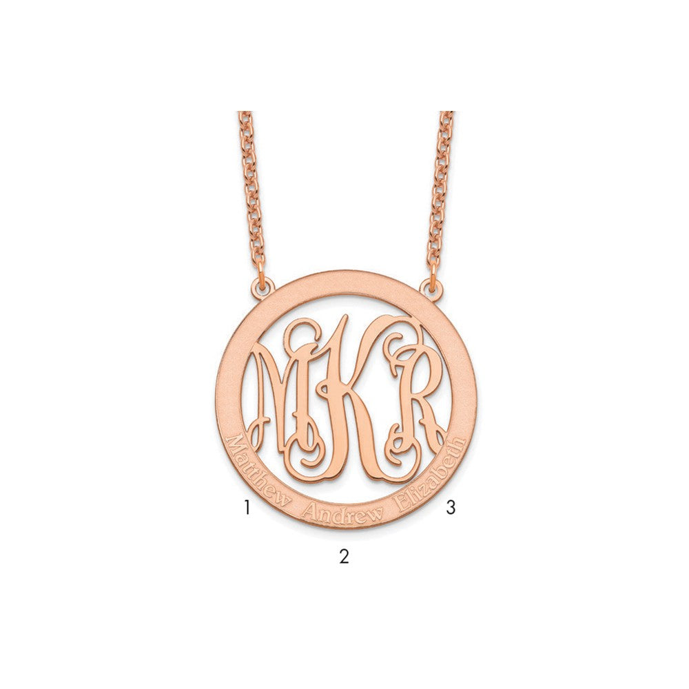 Sterling Silver Rose Gold plated Large Family Monogram Necklace