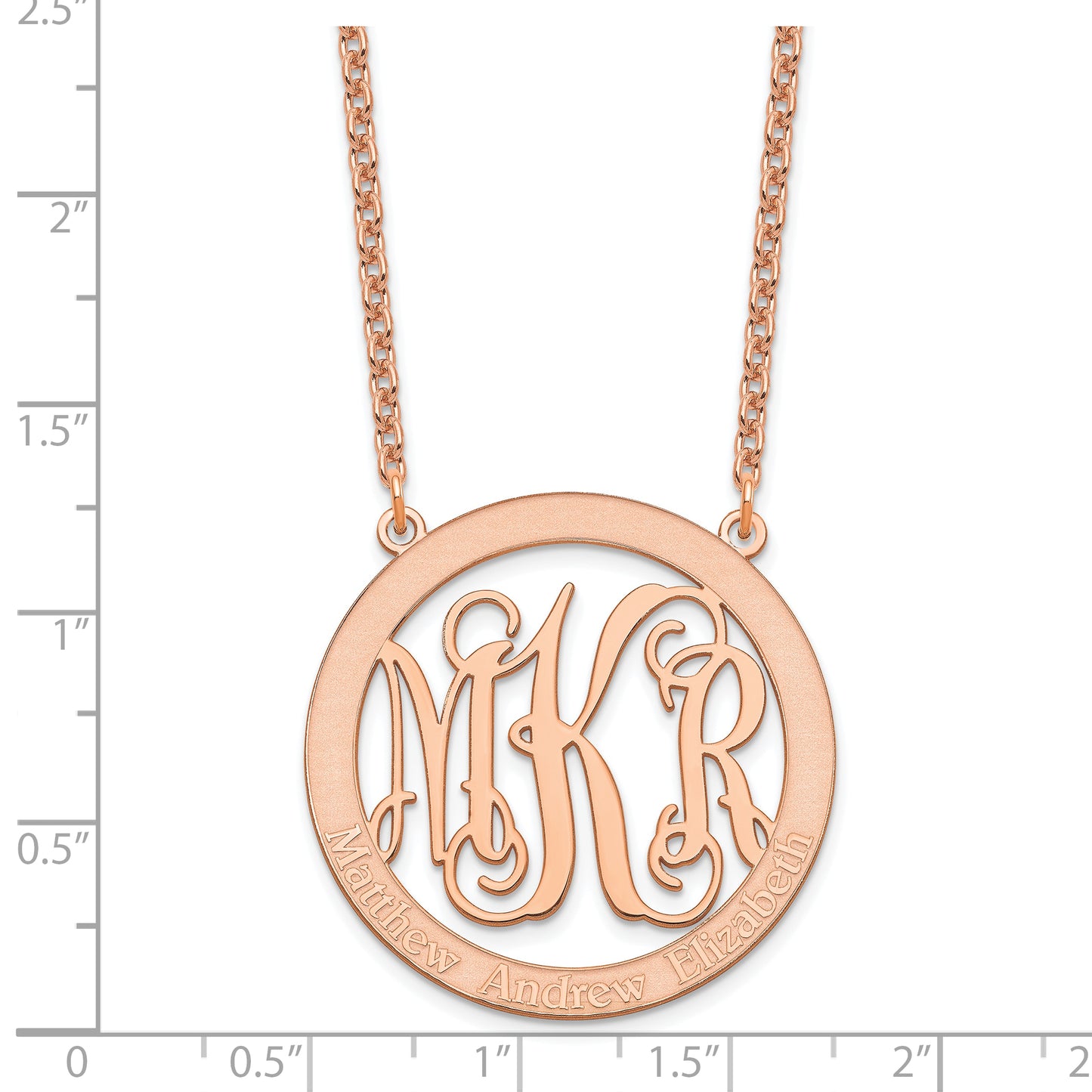 Sterling Silver Rose Gold plated Large Family Monogram Necklace