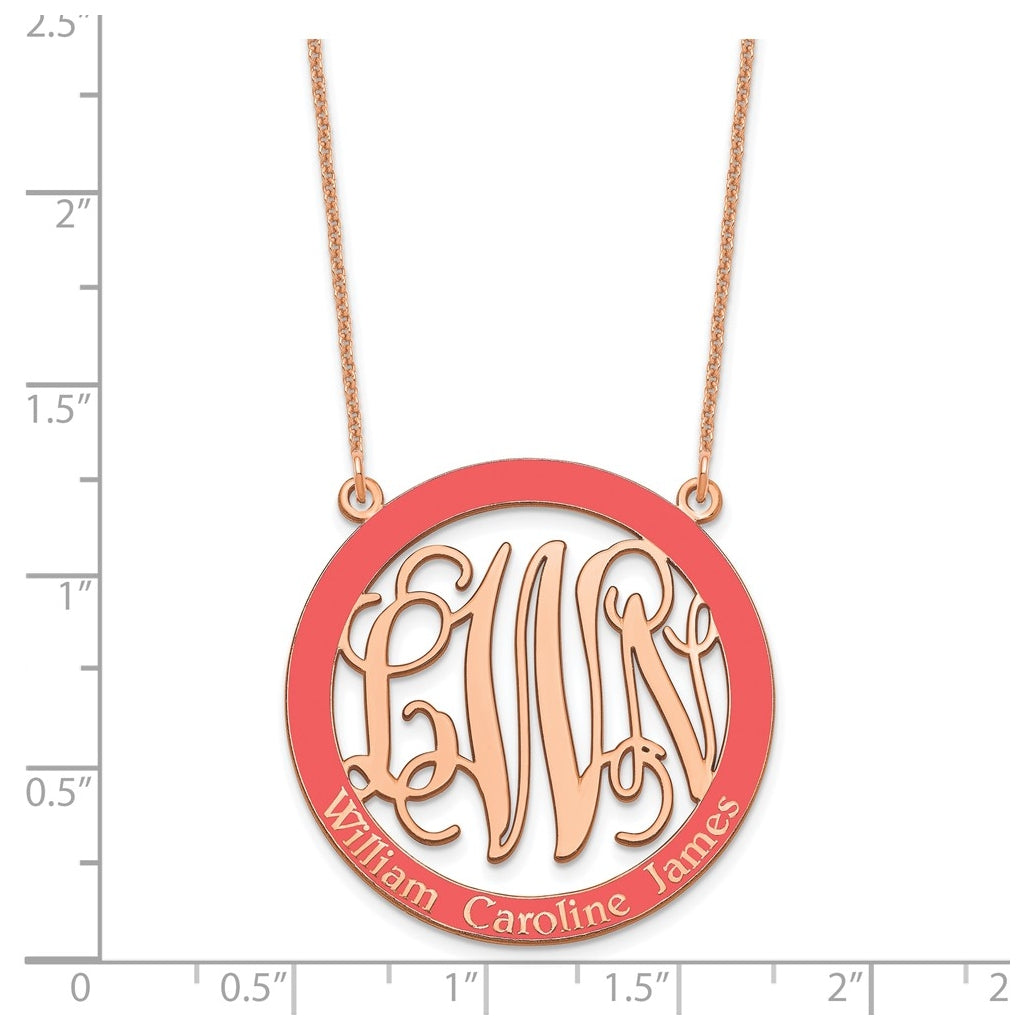 14K Yellow Or White Or Rose Gold Large  Family Monogram w/Epoxy Necklace – Elegant Jewelry Gift for Birthday, Anniversary, Engagement, Wedding