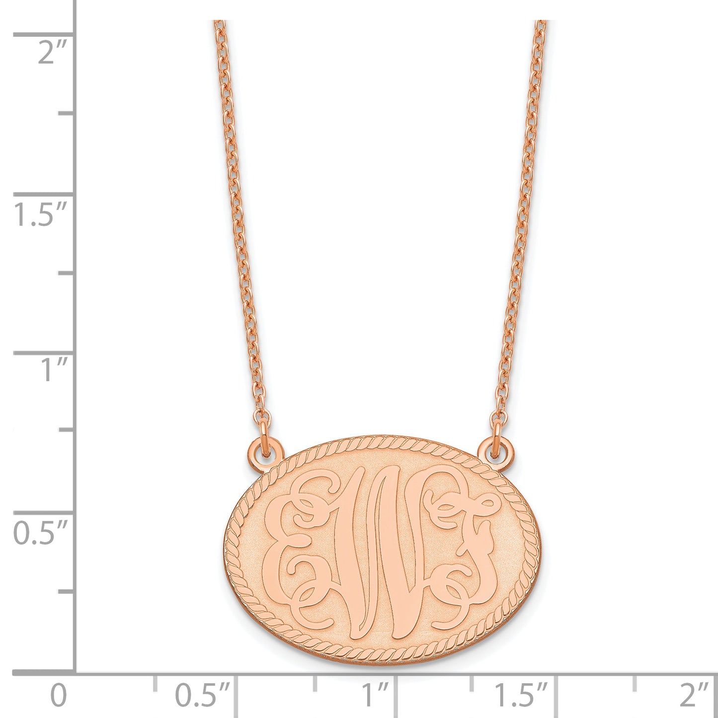 Sterling Silver Rose Gold plated Small Brushed Monogram Necklace