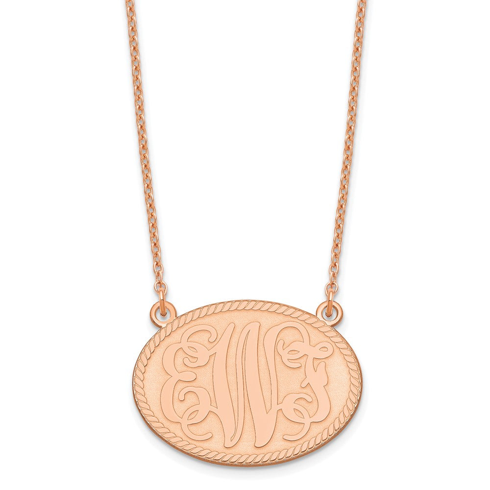 Sterling Silver Rose Gold plated Small Brushed Monogram Necklace