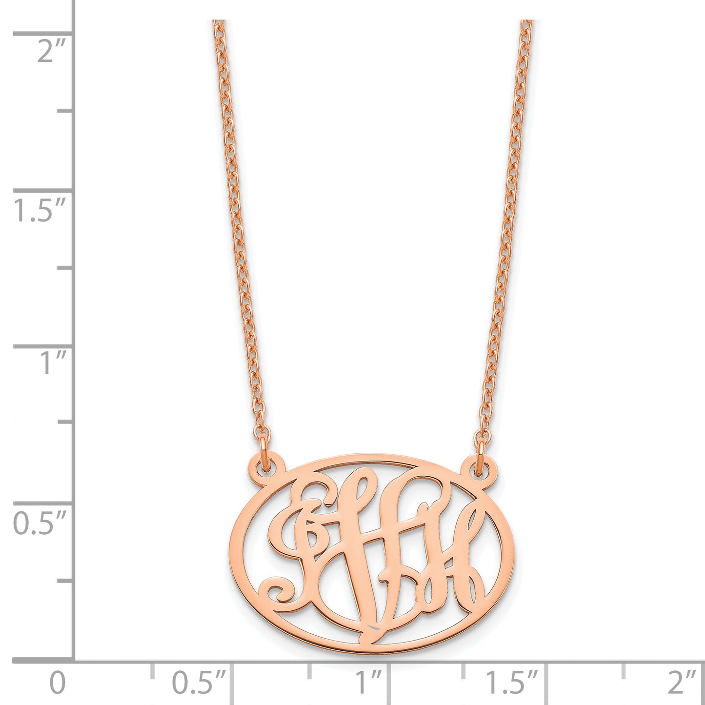 Sterling Silver Rose Gold plated Oval Monogram Necklace