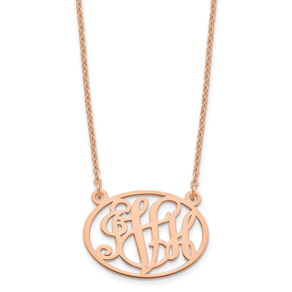 Sterling Silver Rose Gold plated Oval Monogram Necklace
