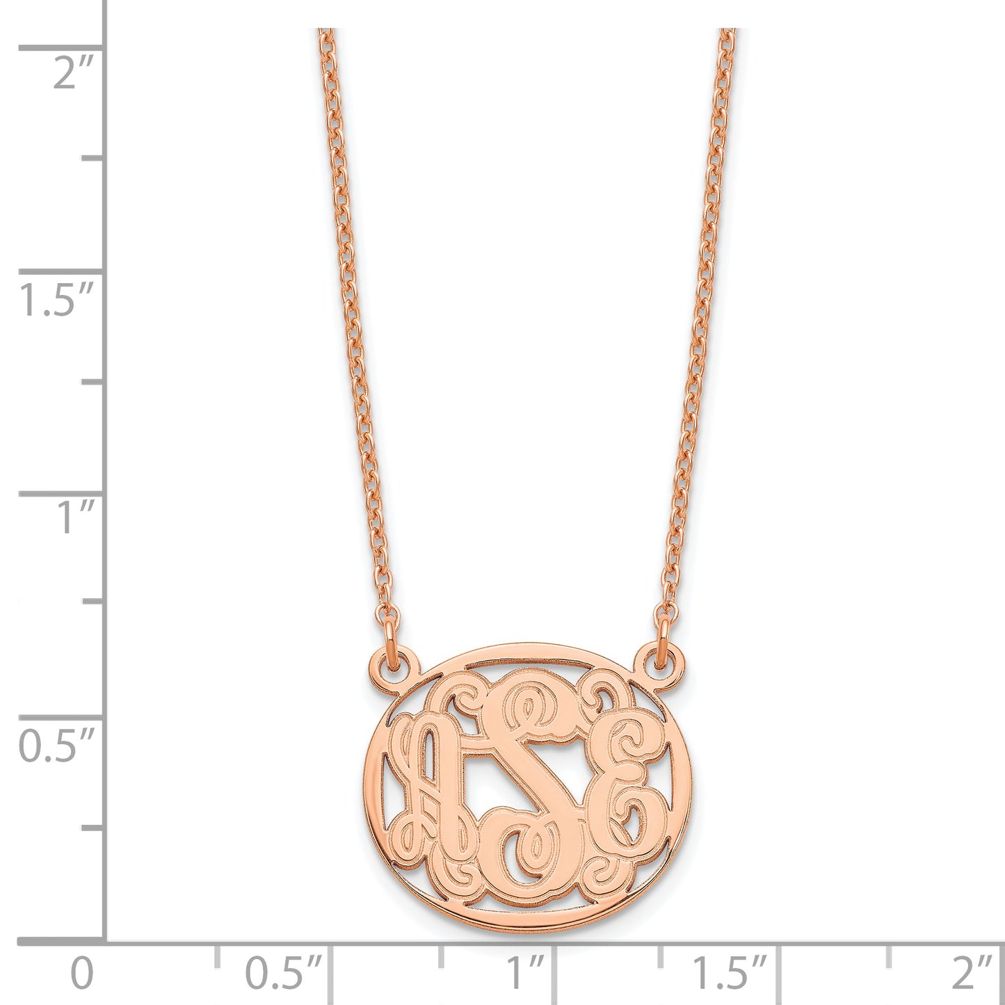 Sterling Silver Rose Gold plated Etched Outline Oval Monogram Necklace