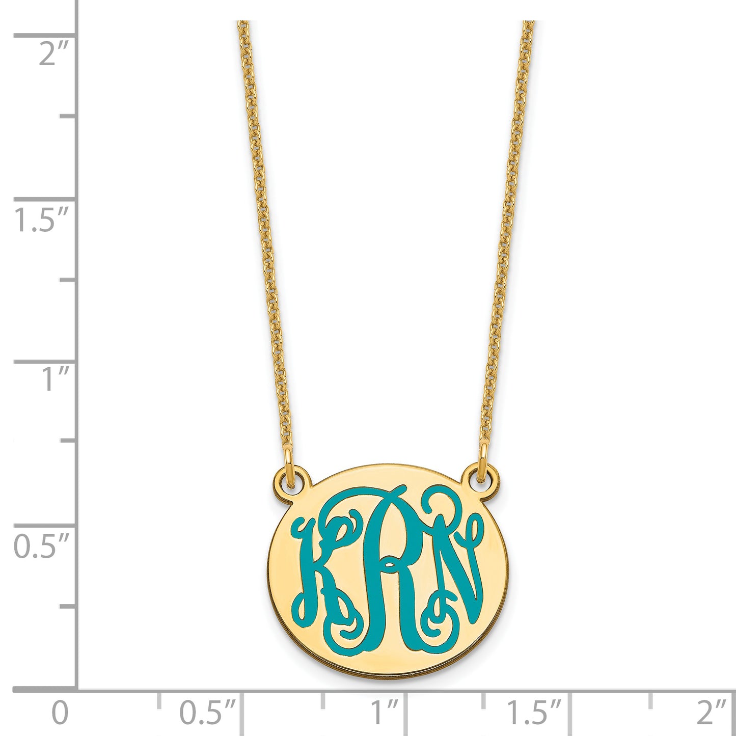 14K Yellow Gold Small Polished Enameled Letter Circle Monogram Necklace