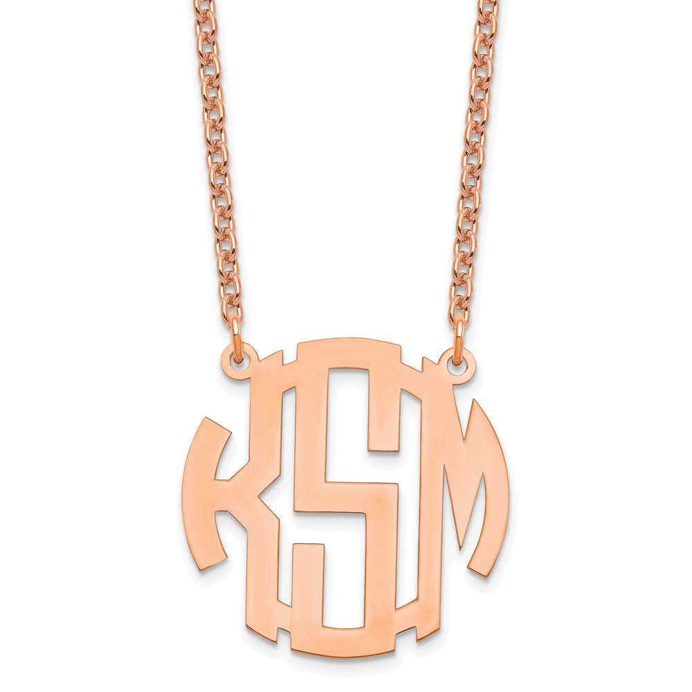 Sterling Silver Rose Gold plated Small Block Letter Circle Monogram Necklace