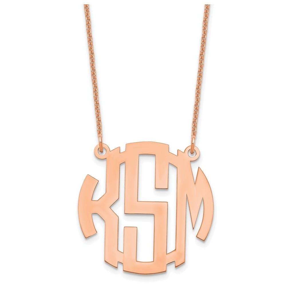 14K Yellow Or White Or Rose Gold Small Round Monogram Necklace – Elegant Jewelry Gift for Birthday, Anniversary, Engagement, Wedding