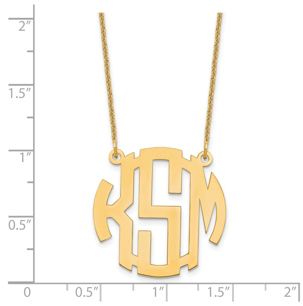 14K Yellow Or White Or Rose Gold Small Round Monogram Necklace – Elegant Jewelry Gift for Birthday, Anniversary, Engagement, Wedding
