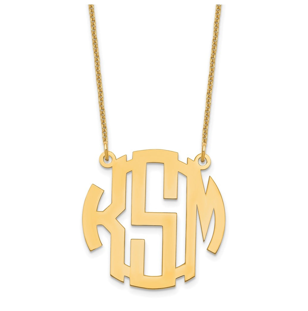 14K Yellow Or White Or Rose Gold Small Round Monogram Necklace – Elegant Jewelry Gift for Birthday, Anniversary, Engagement, Wedding
