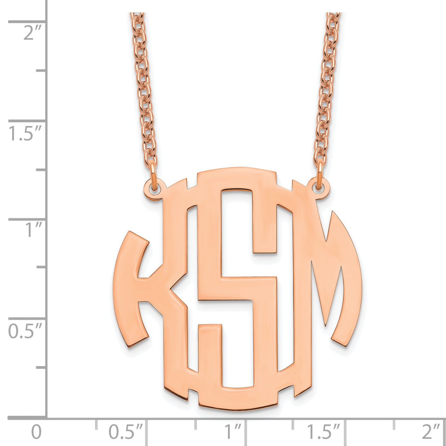 Sterling Silver Rose Gold plated Medium Block Letter Circle Monogram Necklace