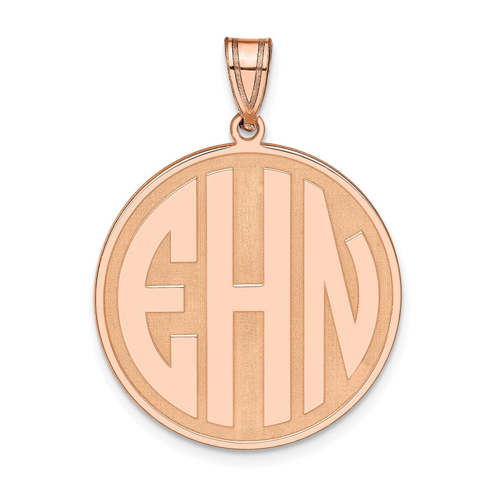 Sterling Silver Rose Gold plated Block Letter Circle Pendant