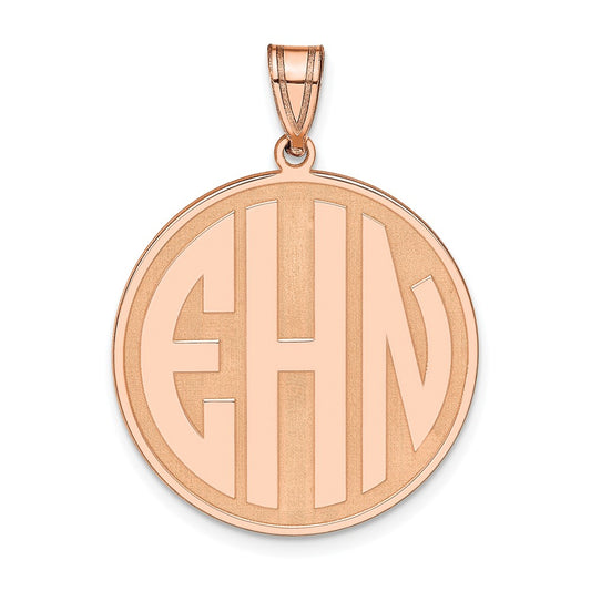 14K Rose Gold Block Letter Circle Pendant