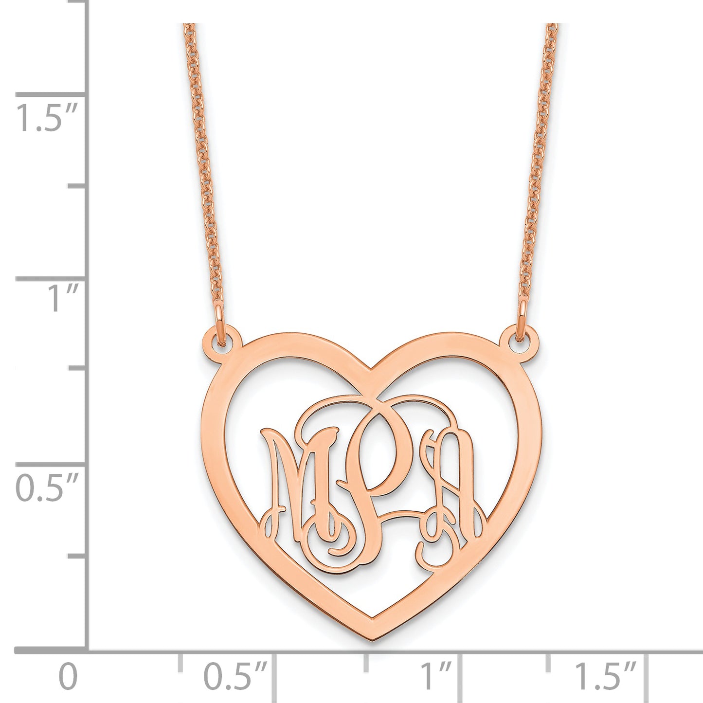 14K Rose Gold Polished Heart Monogram Necklace