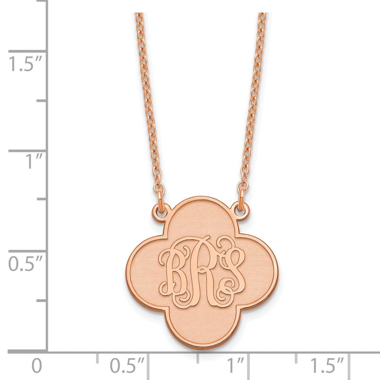 Sterling Silver Rose Gold plated Clover Monogram Necklace