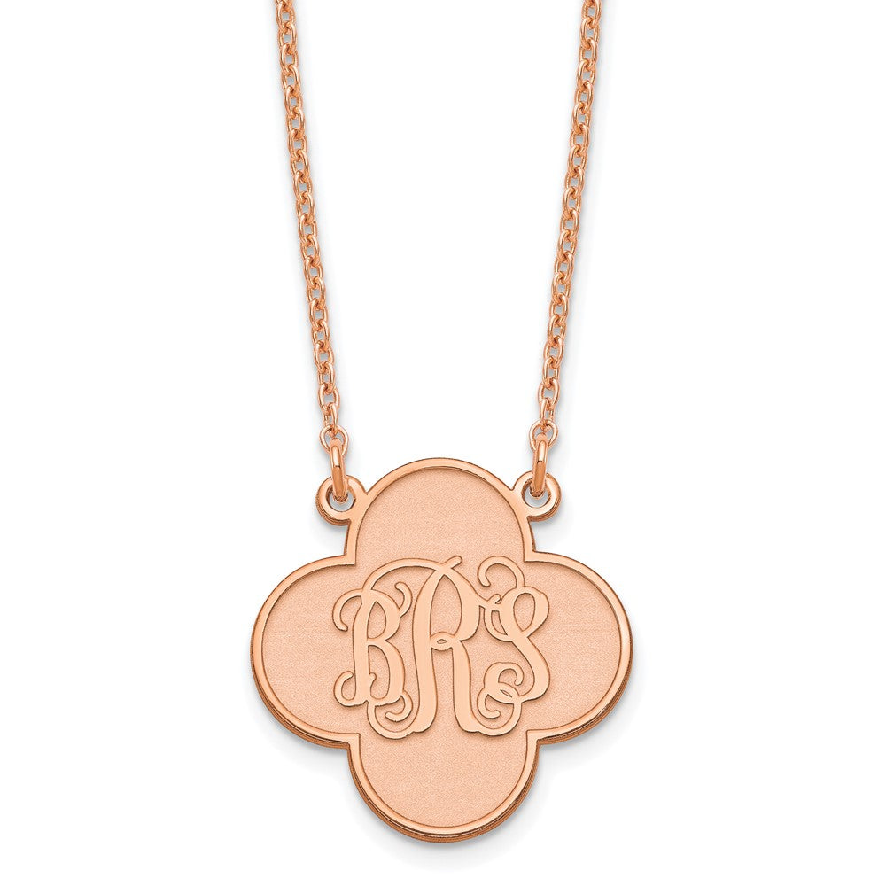Sterling Silver Rose Gold plated Clover Monogram Necklace