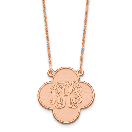 14K Rose Gold Clover Monogram Necklace