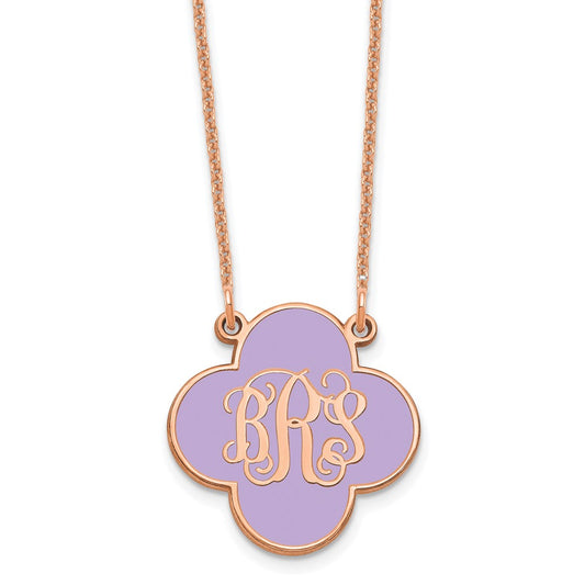 14K Rose Gold Enameled Clover Monogram Necklace