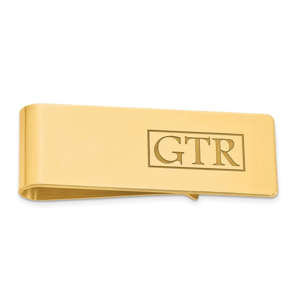 14k Yellow Or White Gold Recessed Letter Money Clip – Elegant Jewelry Gift for Birthday, Anniversary, Engagement, Wedding