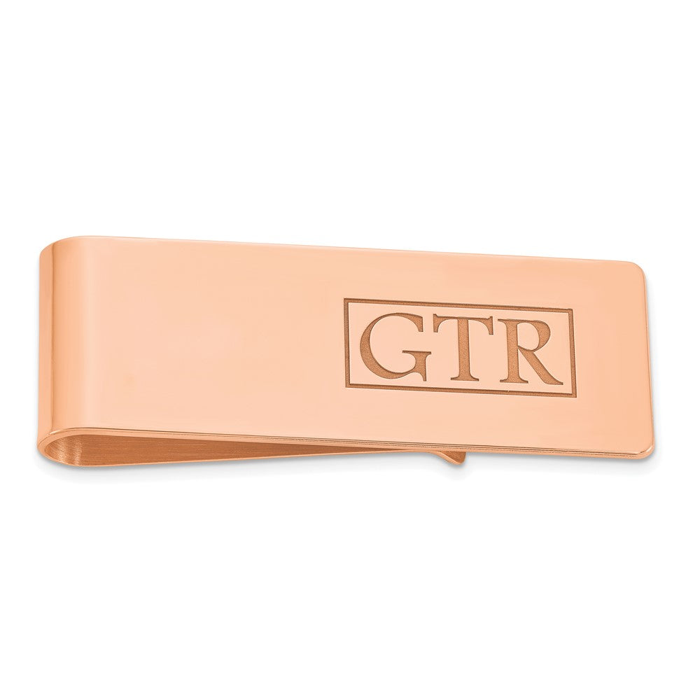 Sterling Silver Rose Gold plated Recessed Letters Monogram Money Clip