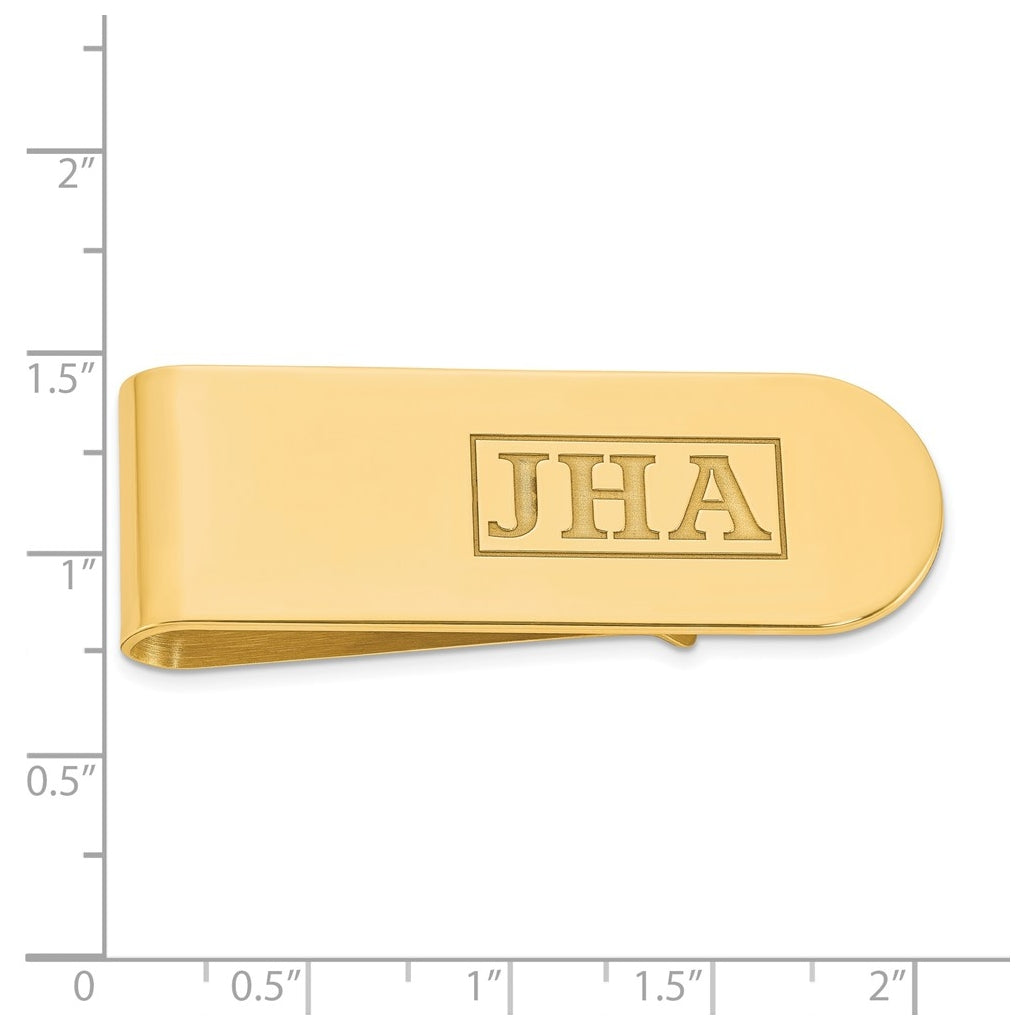 14k Yellow Or White Or Rose Gold Recessed Letter Monogram Money Clip – Elegant Jewelry Gift for Birthday, Anniversary, Engagement, Wedding