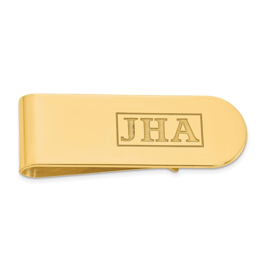 14k Yellow Or White Or Rose Gold Recessed Letter Monogram Money Clip – Elegant Jewelry Gift for Birthday, Anniversary, Engagement, Wedding