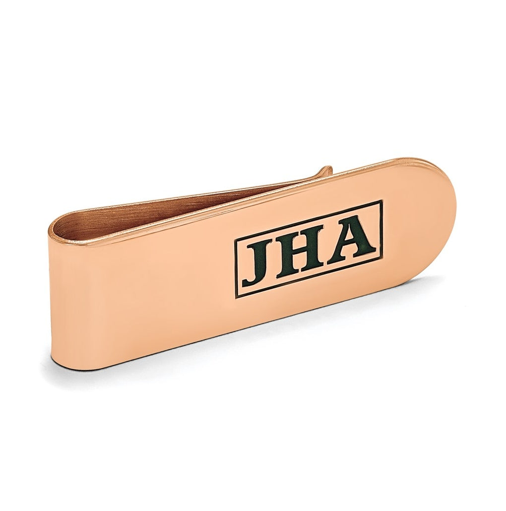14k Yellow Or White Or Rose Gold Recessed Letter Monogram Money Clip – Elegant Jewelry Gift for Birthday, Anniversary, Engagement, Wedding