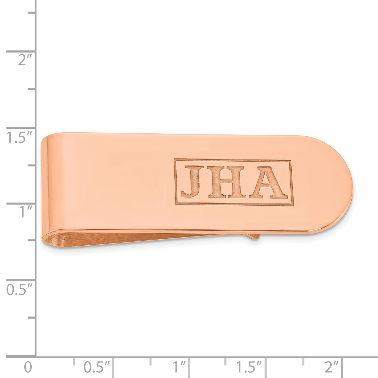 Sterling Silver Rose Gold plated Recessed Letters Monogram Money Clip