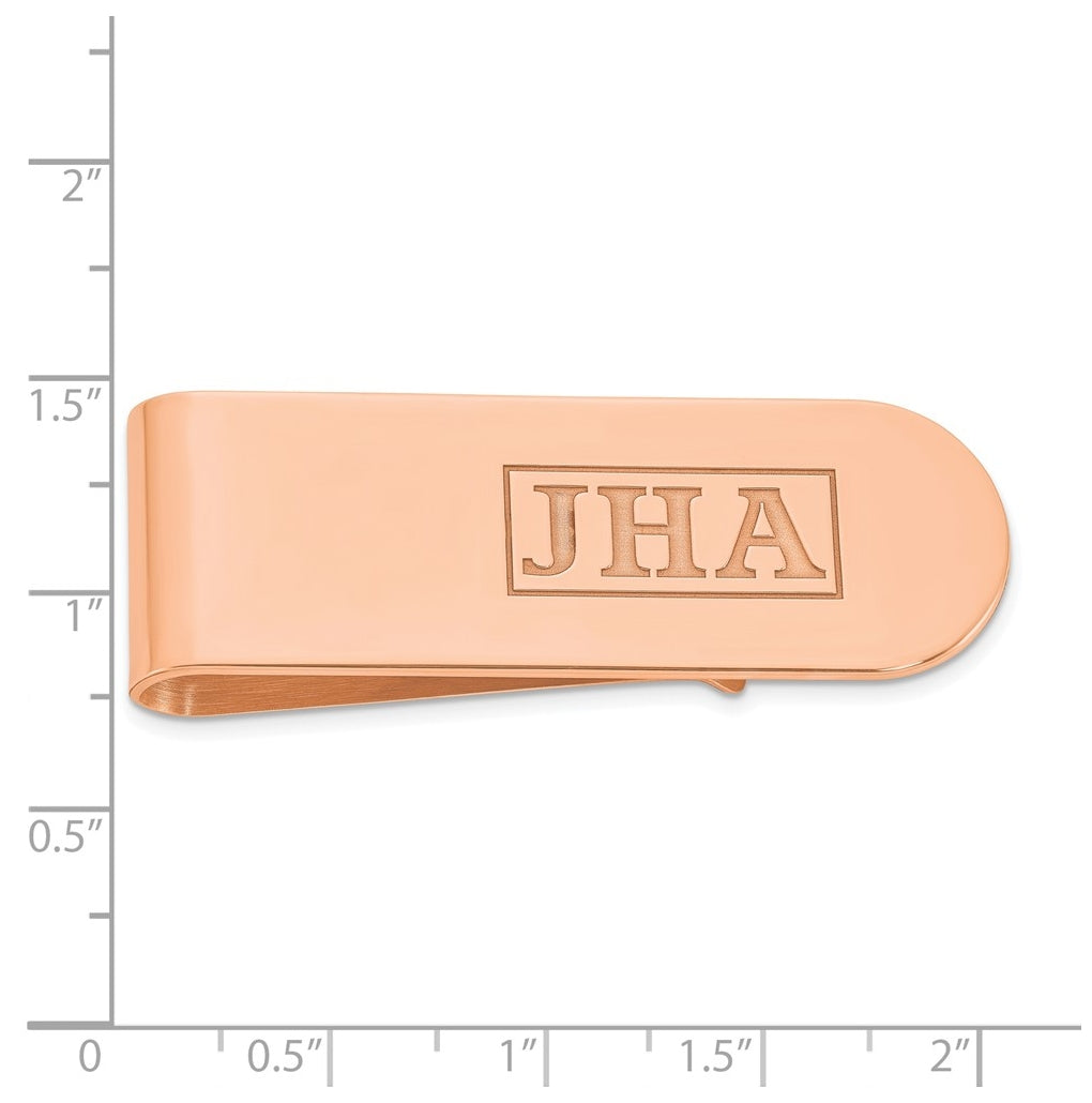 14k Yellow Or White Or Rose Gold Recessed Letter Monogram Money Clip – Elegant Jewelry Gift for Birthday, Anniversary, Engagement, Wedding
