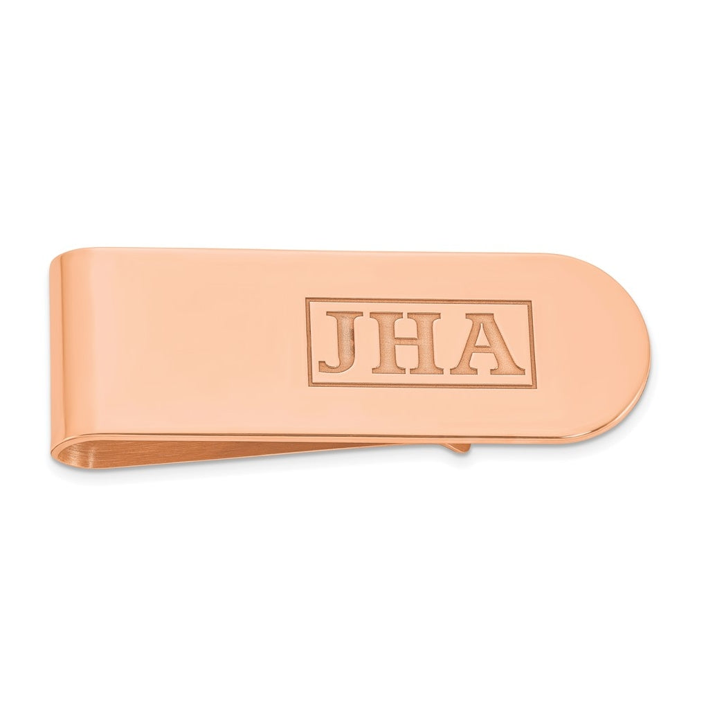 14k Yellow Or White Or Rose Gold Recessed Letter Monogram Money Clip – Elegant Jewelry Gift for Birthday, Anniversary, Engagement, Wedding