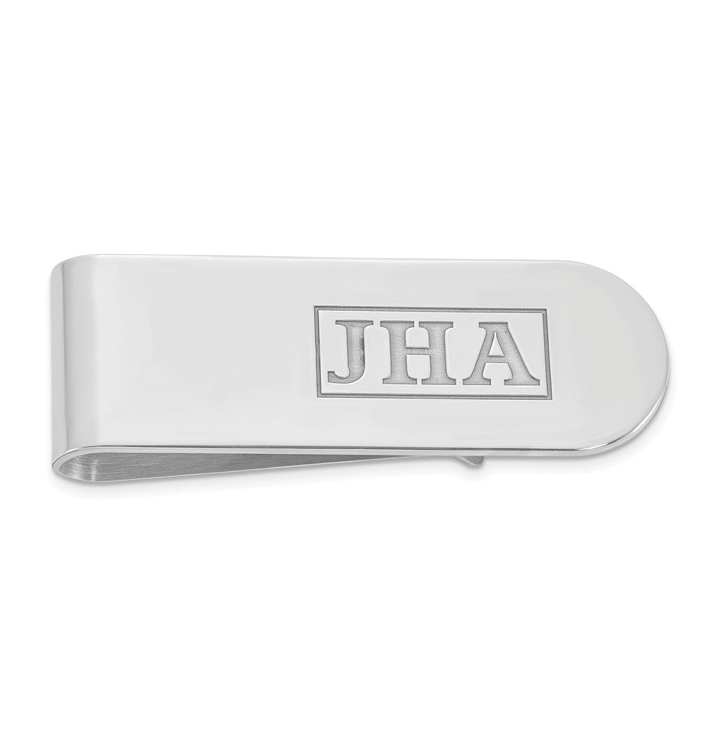 14k Yellow Or White Or Rose Gold Recessed Letter Monogram Money Clip – Elegant Jewelry Gift for Birthday, Anniversary, Engagement, Wedding