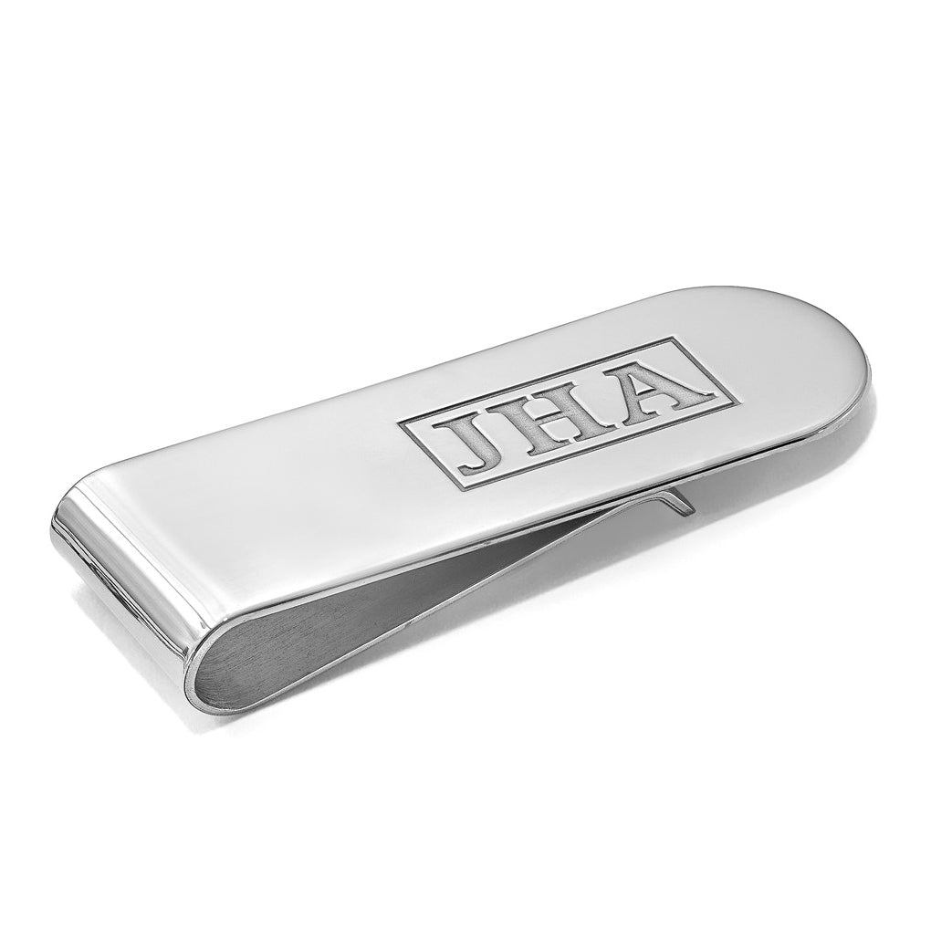 14k Yellow Or White Or Rose Gold Recessed Letter Monogram Money Clip – Elegant Jewelry Gift for Birthday, Anniversary, Engagement, Wedding