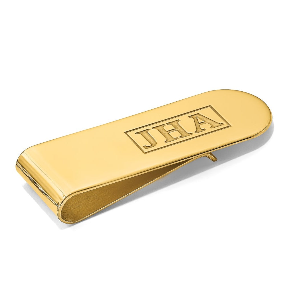 14k Yellow Or White Or Rose Gold Recessed Letter Monogram Money Clip – Elegant Jewelry Gift for Birthday, Anniversary, Engagement, Wedding
