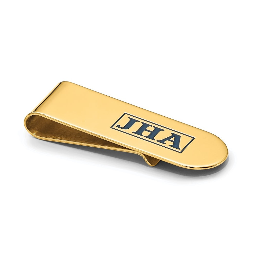 14k Yellow Or White Or Rose Gold Recessed Letter Monogram Money Clip – Elegant Jewelry Gift for Birthday, Anniversary, Engagement, Wedding