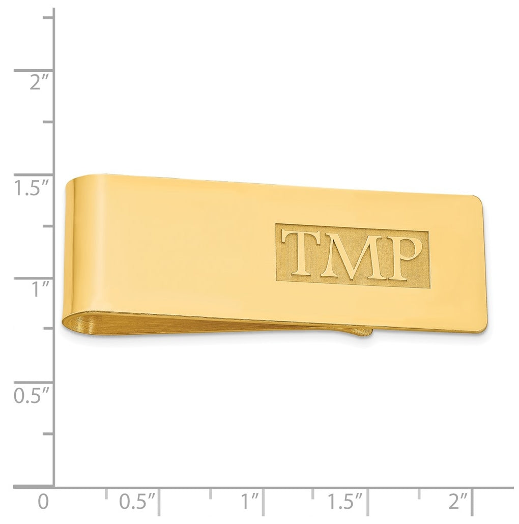 14k Yellow Or White Or Rose Gold Raised Letter Monogram Money Clip – Elegant Jewelry Gift for Birthday, Anniversary, Engagement, Wedding