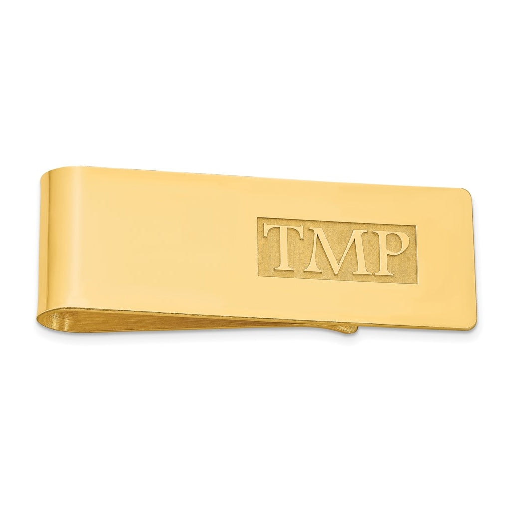14k Yellow Or White Or Rose Gold Raised Letter Monogram Money Clip – Elegant Jewelry Gift for Birthday, Anniversary, Engagement, Wedding