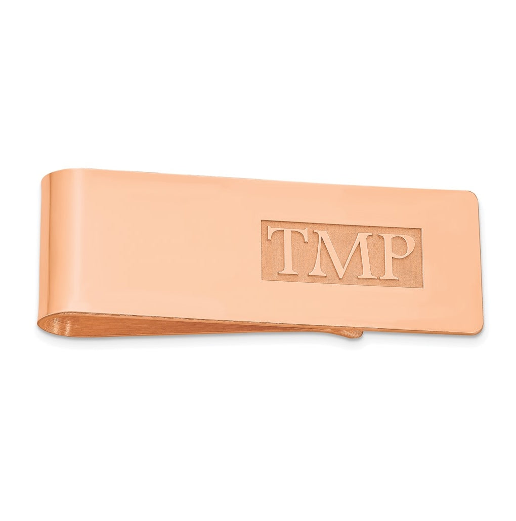 14k Yellow Or White Or Rose Gold Raised Letter Monogram Money Clip – Elegant Jewelry Gift for Birthday, Anniversary, Engagement, Wedding