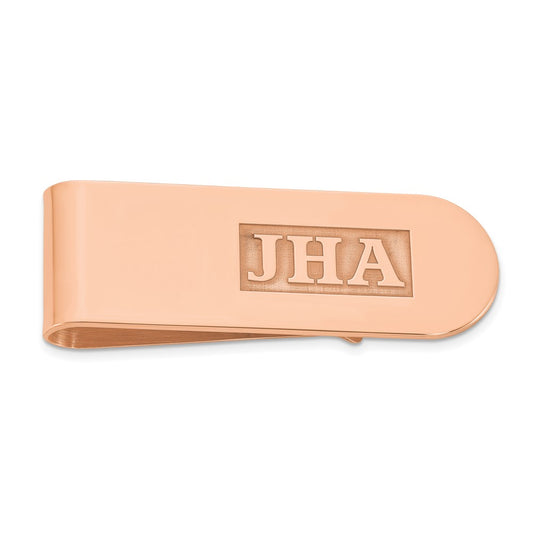 14K Rose Gold Raised Letters Monogram Money Clip