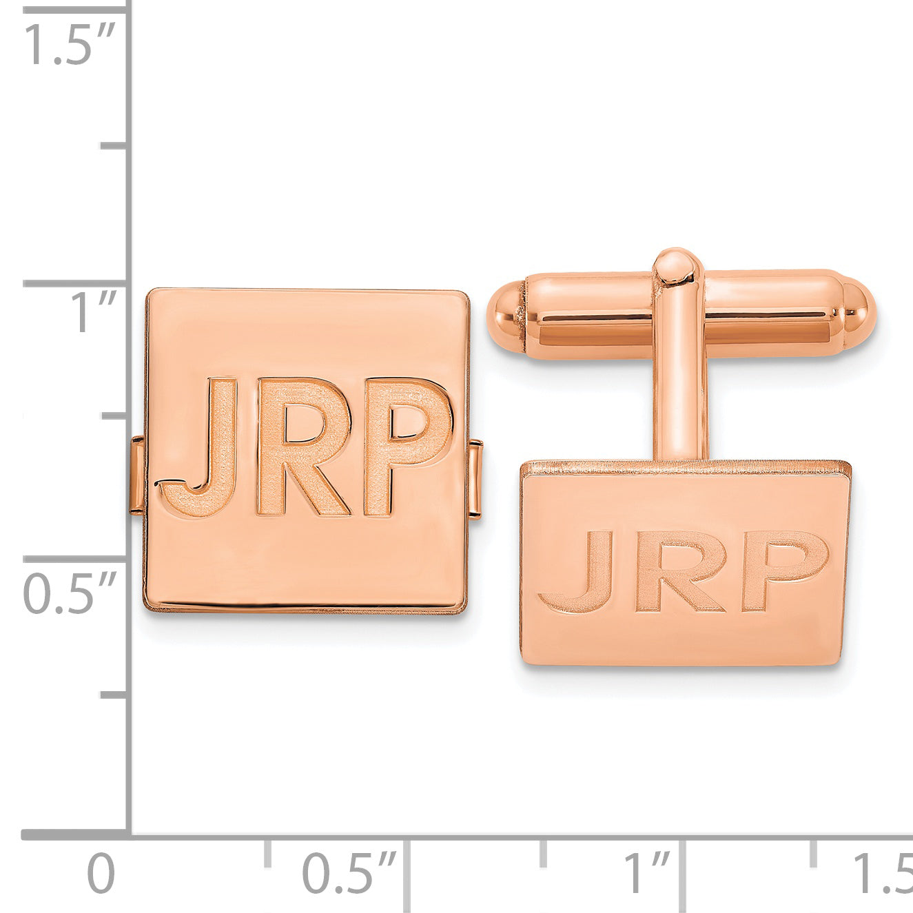 Sterling Silver Rose Gold plated Square Recessed Letters Monogram Cuff Links