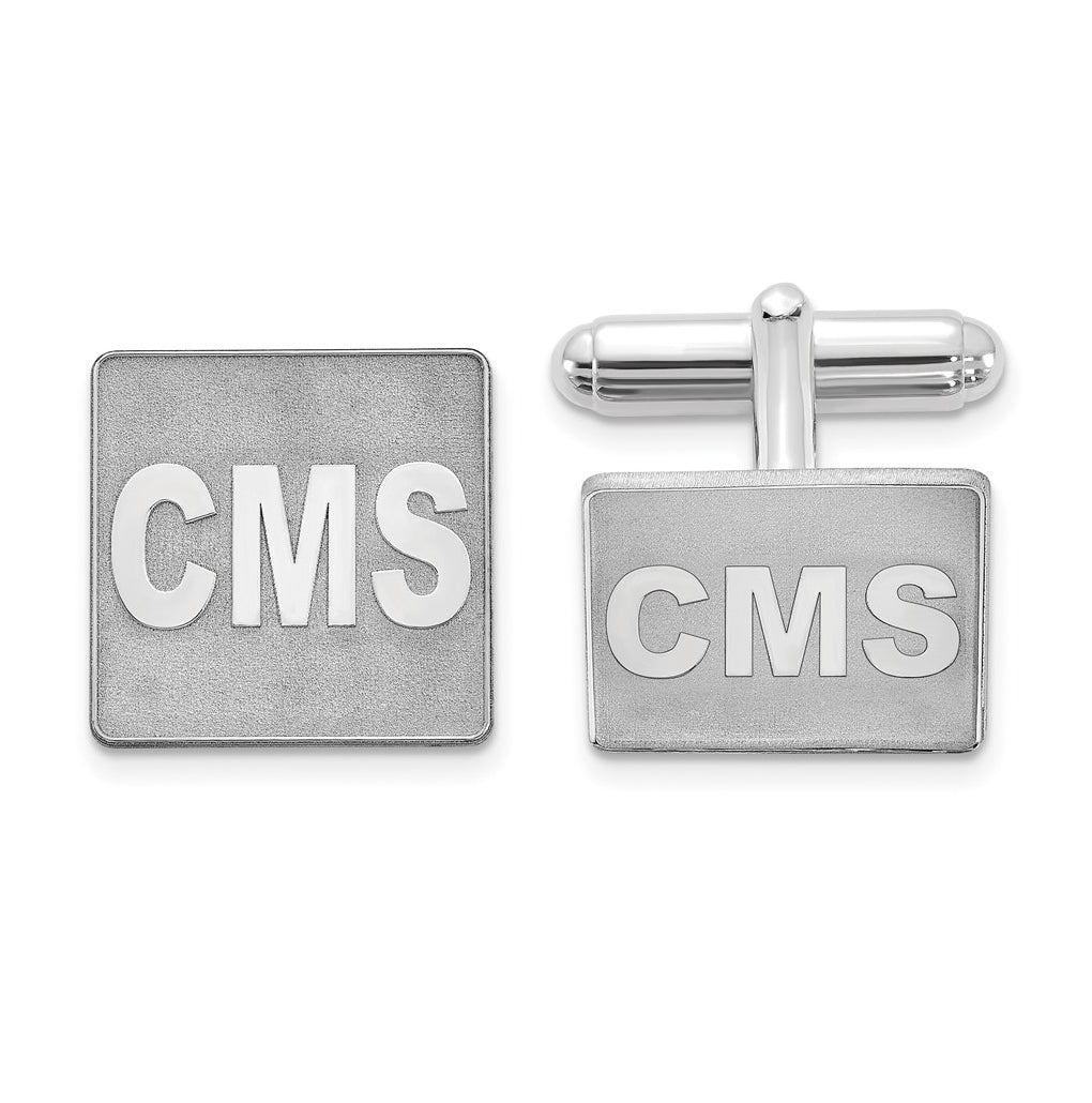 14k Yellow Or White Gold Raised Letter Square Monogram Cuff Link – Elegant Jewelry Gift for Birthday, Anniversary, Engagement, Wedding