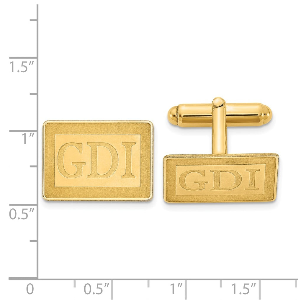 14k Yellow Or White Gold Recessed Letter Rectangle Monogram Cuff Link – Elegant Jewelry Gift for Birthday, Anniversary, Engagement, Wedding