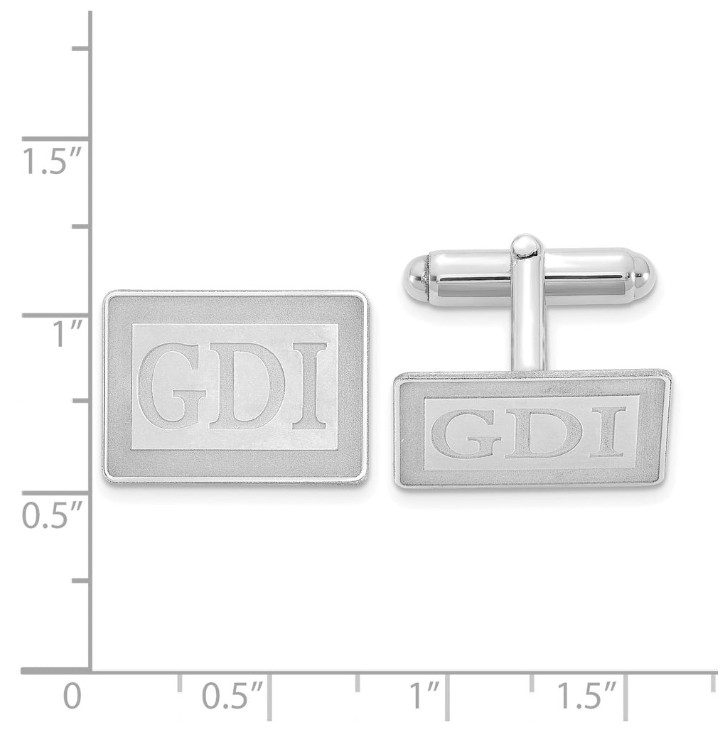 14k Yellow Or White Gold Recessed Letter Rectangle Monogram Cuff Link – Elegant Jewelry Gift for Birthday, Anniversary, Engagement, Wedding