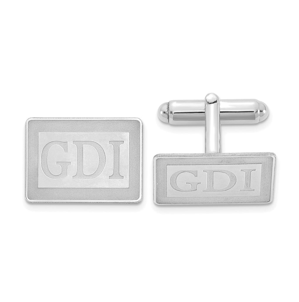 14k Yellow Or White Gold Recessed Letter Rectangle Monogram Cuff Link – Elegant Jewelry Gift for Birthday, Anniversary, Engagement, Wedding