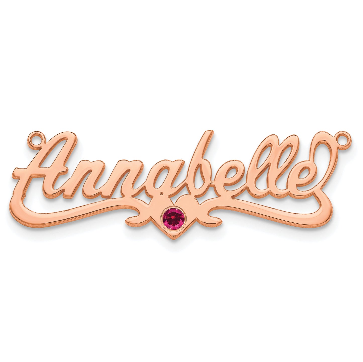 Sterling Silver Rose Gold plated Polished Birthstone with Heart Name Plate